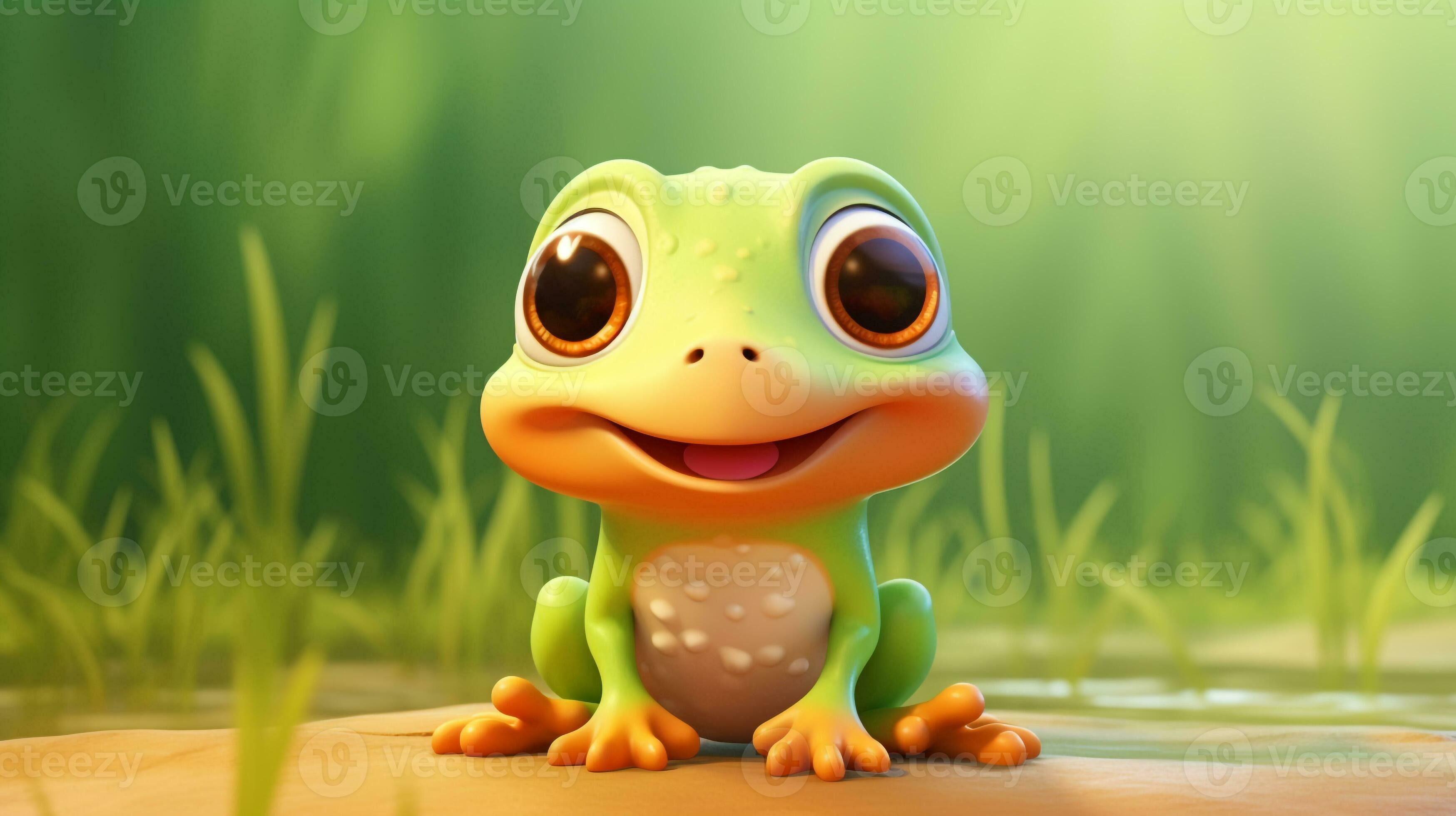 a cute little Frog in Disney cartoon style. Generative AI 32875897 Stock  Photo at Vecteezy