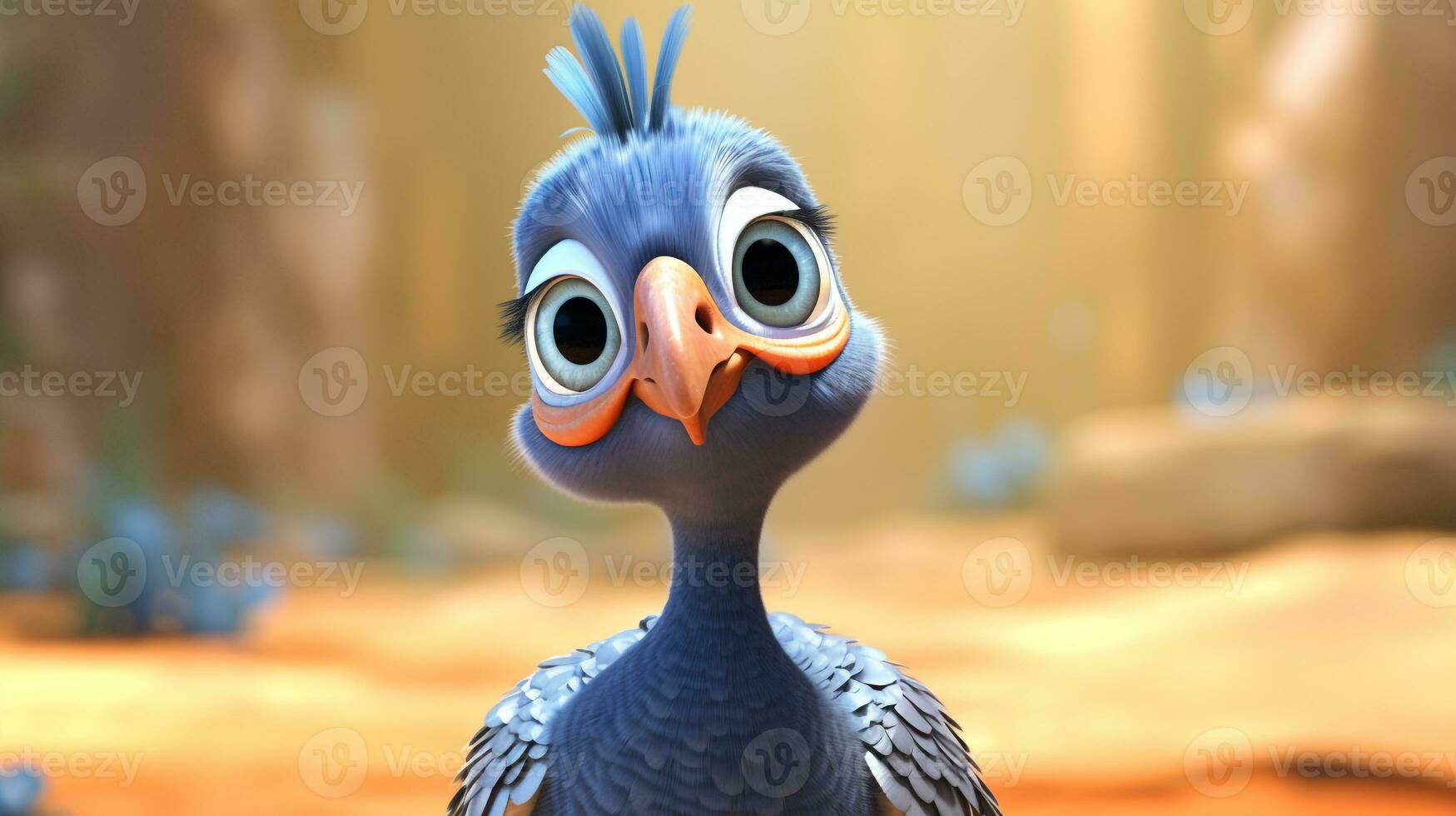 a cute little Guineafowl in Disney cartoon style. Generative AI photo