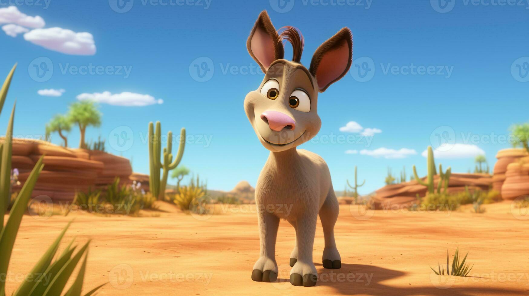 a cute little Donkey in Disney cartoon style. Generative AI photo