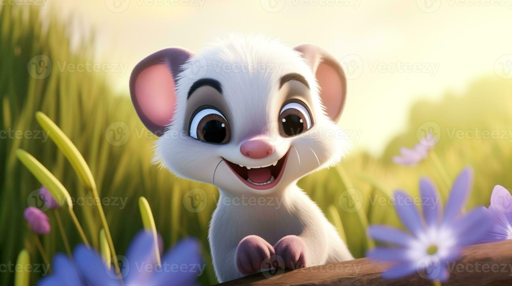 a cute little Ferret in Disney cartoon style. Generative AI photo