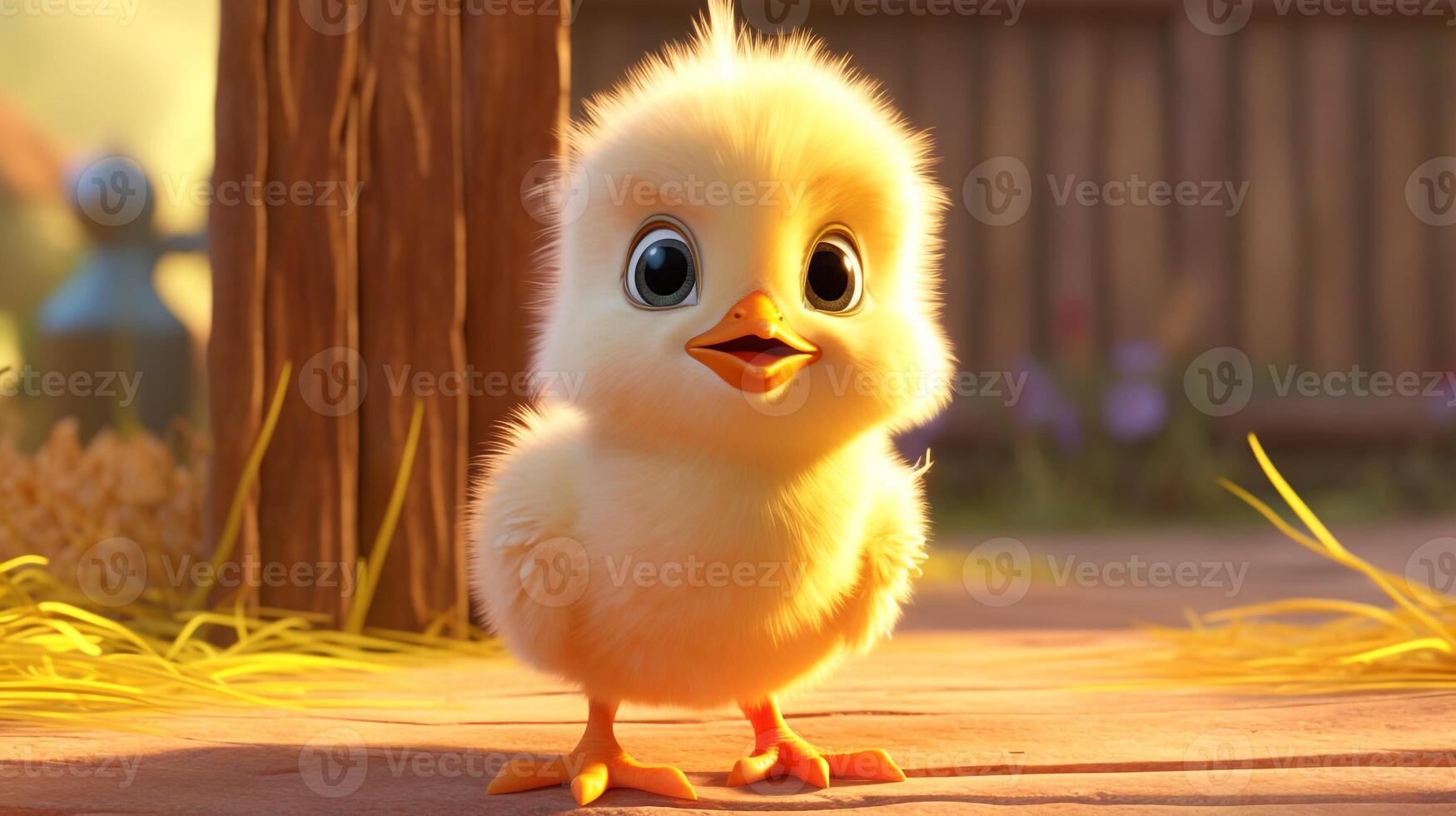 a cute little Chicken in Disney cartoon style. Generative AI photo