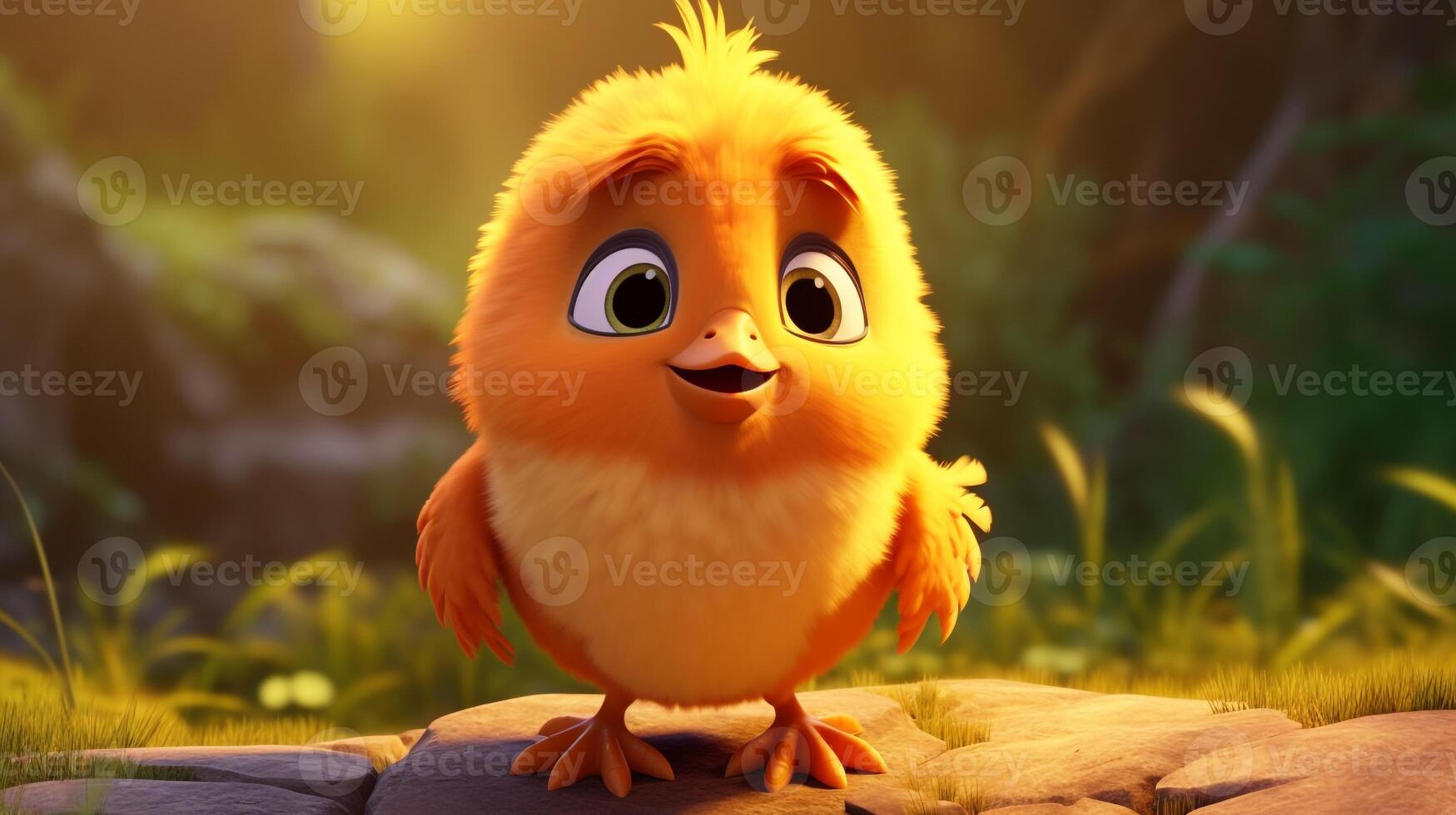 a cute little Chicken in Disney cartoon style. Generative AI 32875996
