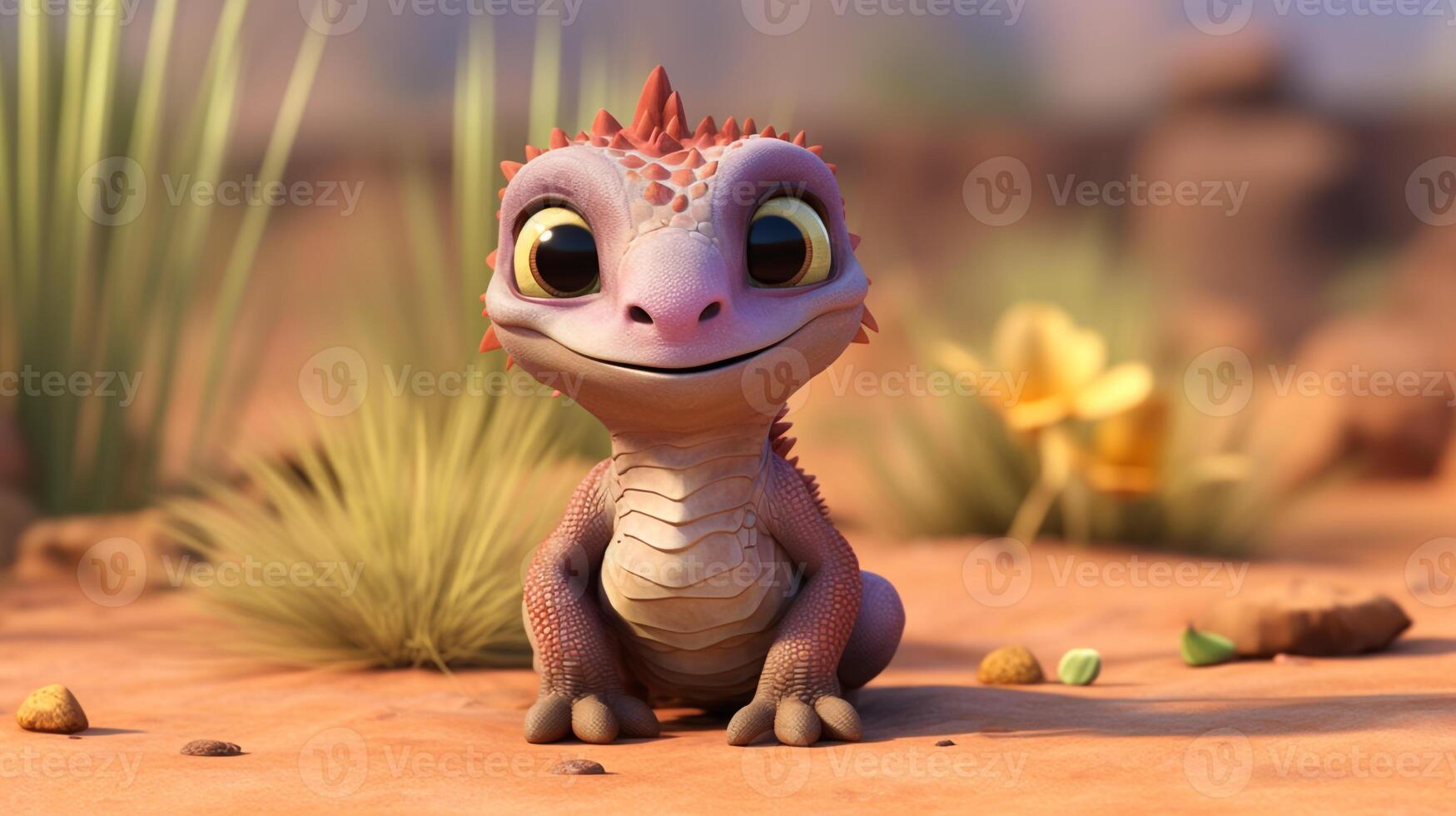 a cute little Desert Iguana in Disney cartoon style. Generative AI photo