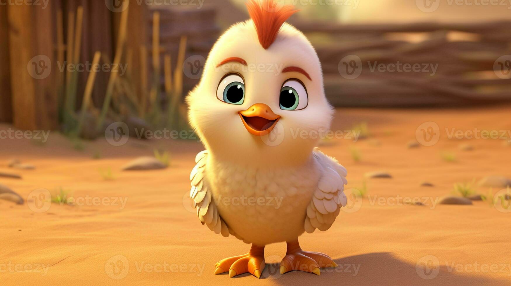 a cute little Chicken in Disney cartoon style. Generative AI photo