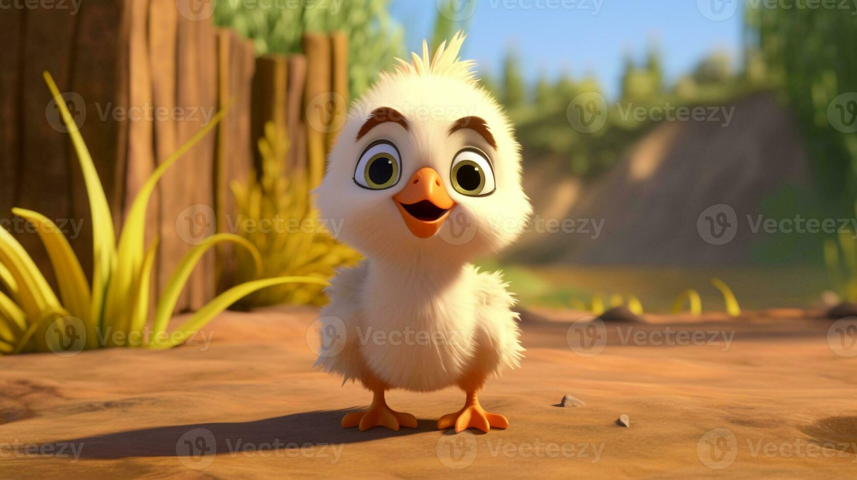 a cute little Bantam Chicken in Disney cartoon style. Generative AI photo