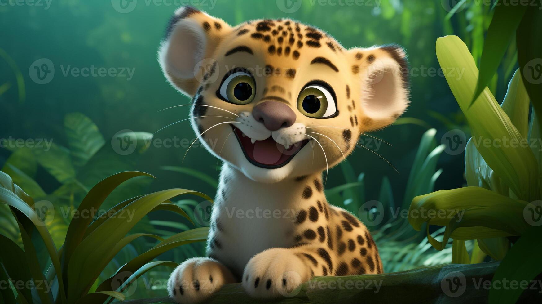 a cute little Jaguar in Disney cartoon style. Generative AI photo