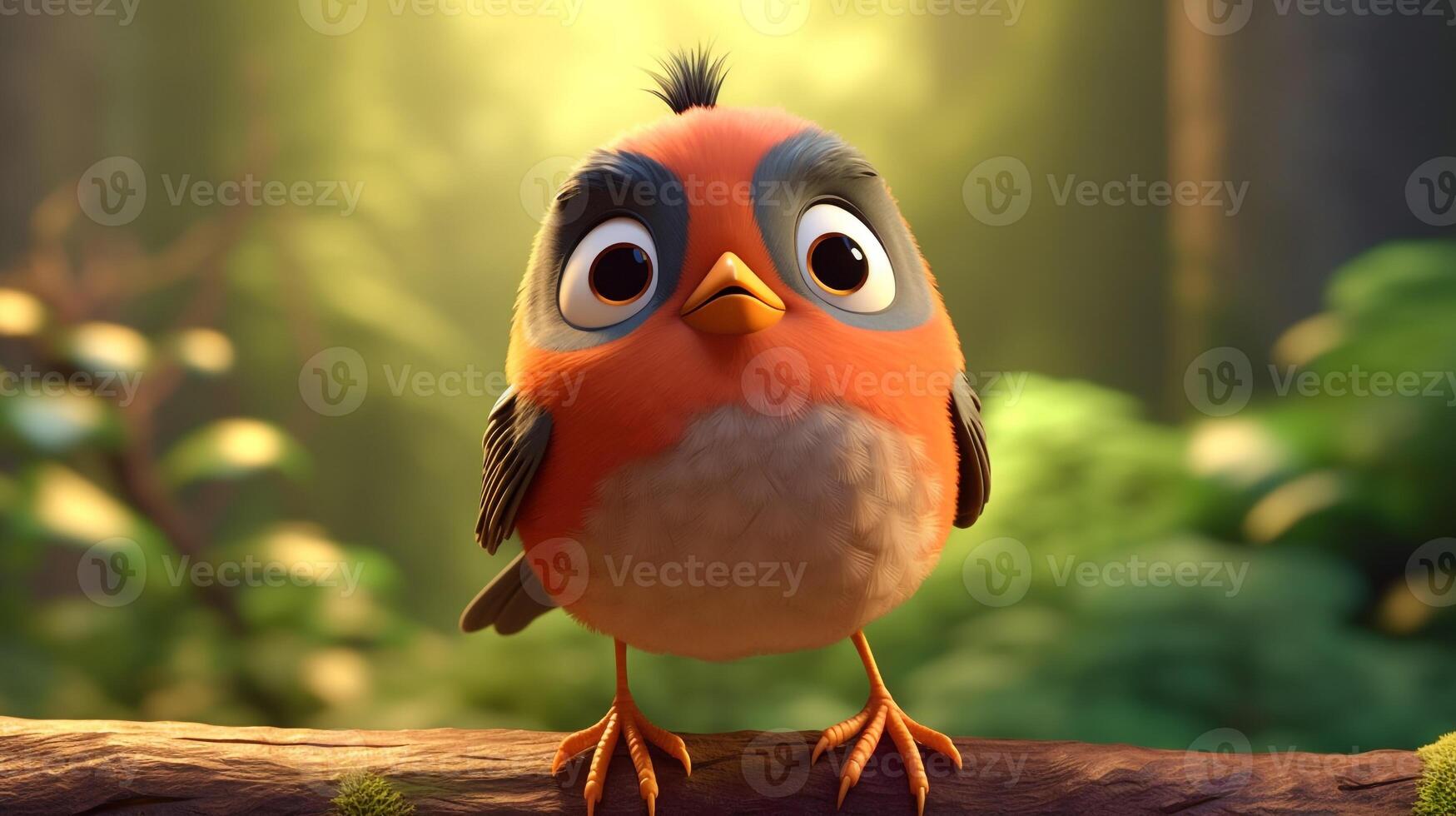 a cute little American Robin in Disney cartoon style. Generative AI photo