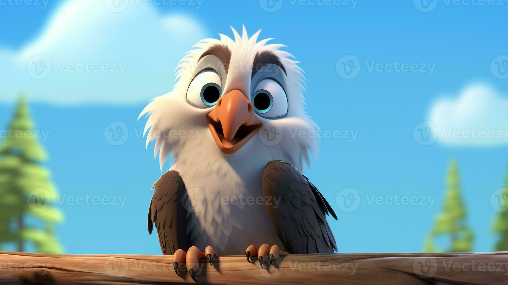 a cute little Bald Eagle in Disney cartoon style. Generative AI photo