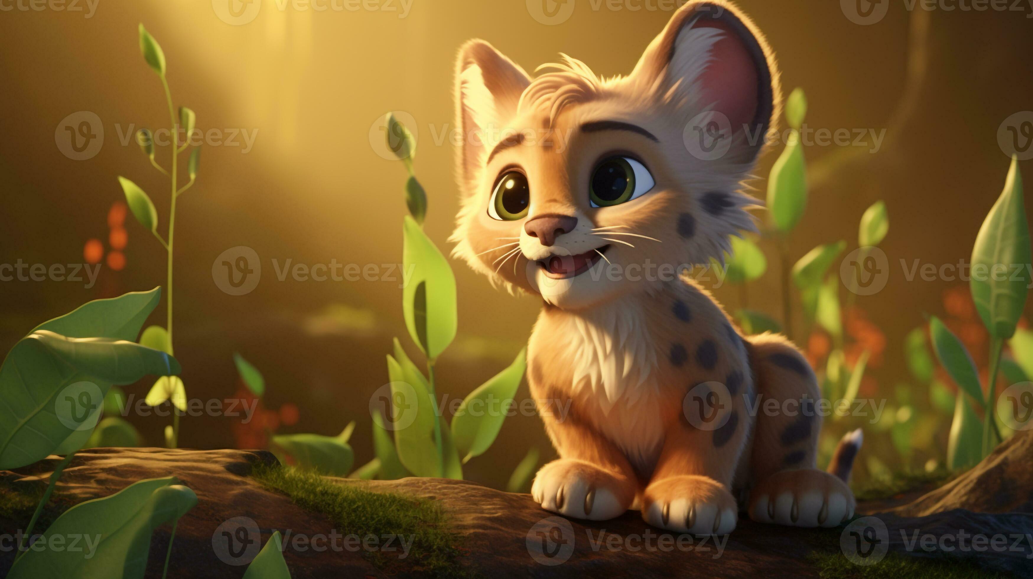 a cute little Lynx in Disney cartoon style. Generative AI 32876089 Stock  Photo at Vecteezy