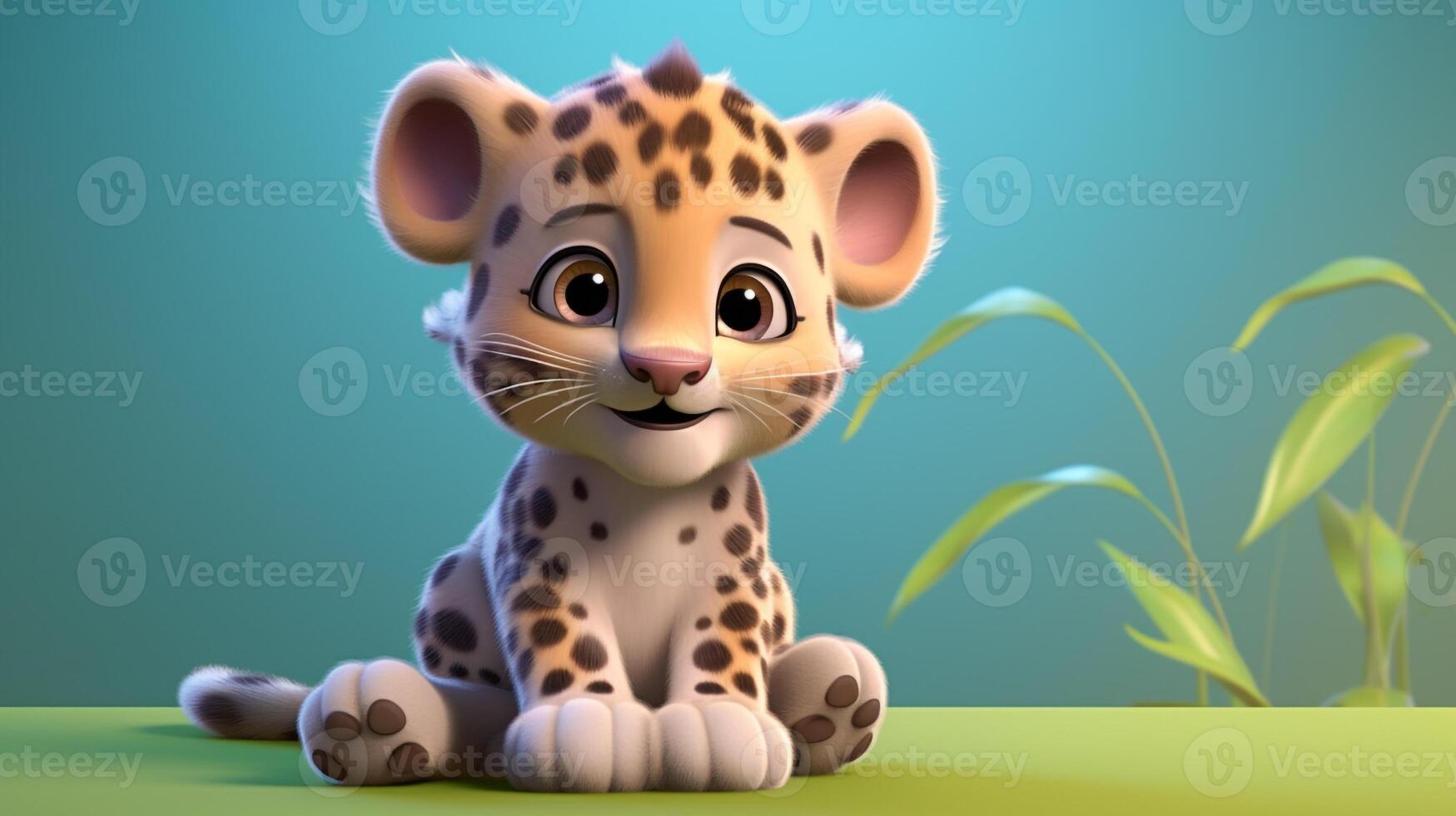 un linda pequeño leopardo en disney dibujos animados estilo. generativo ai foto