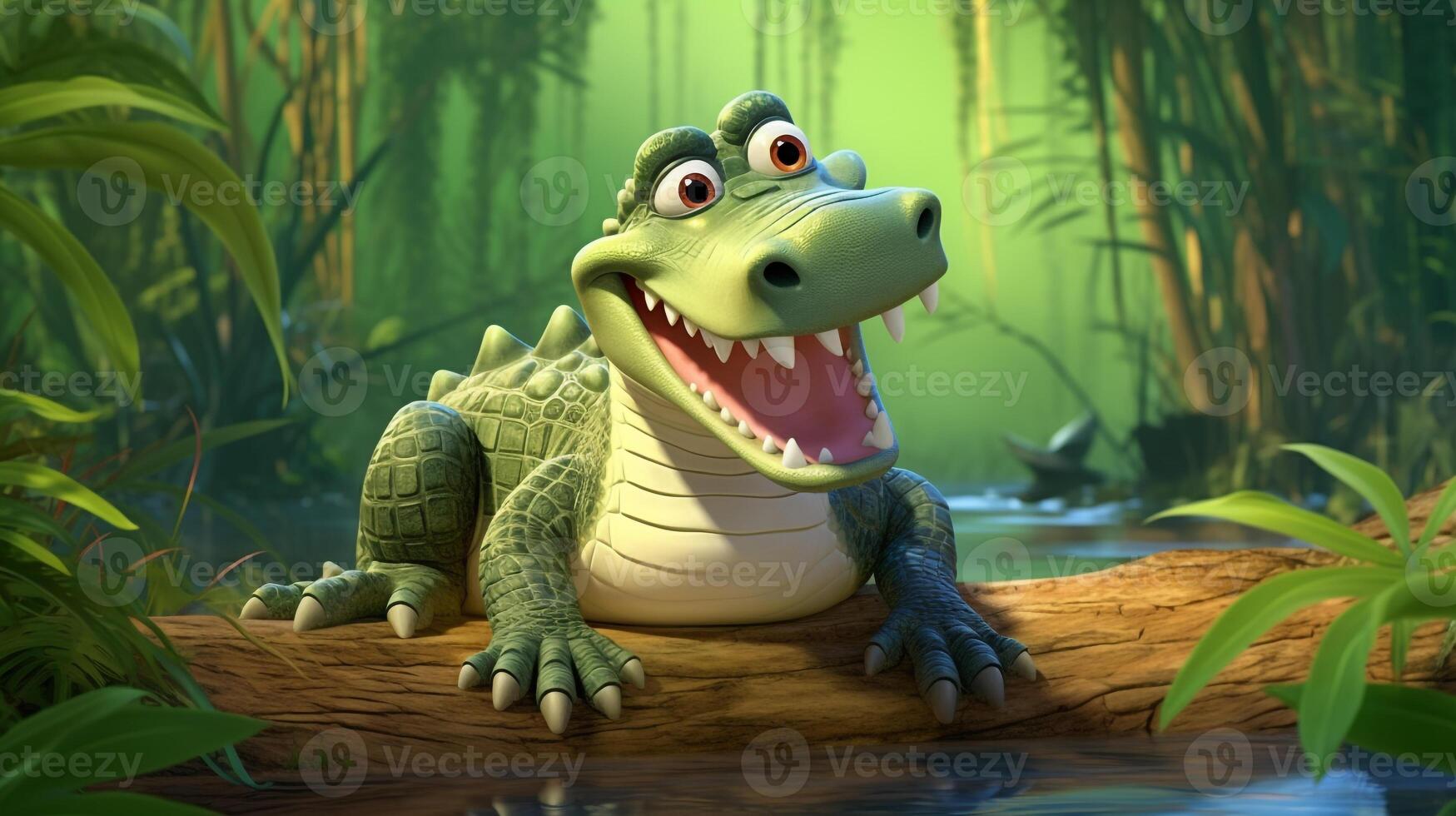 a cute little Nile Crocodile in Disney cartoon style. Generative AI photo