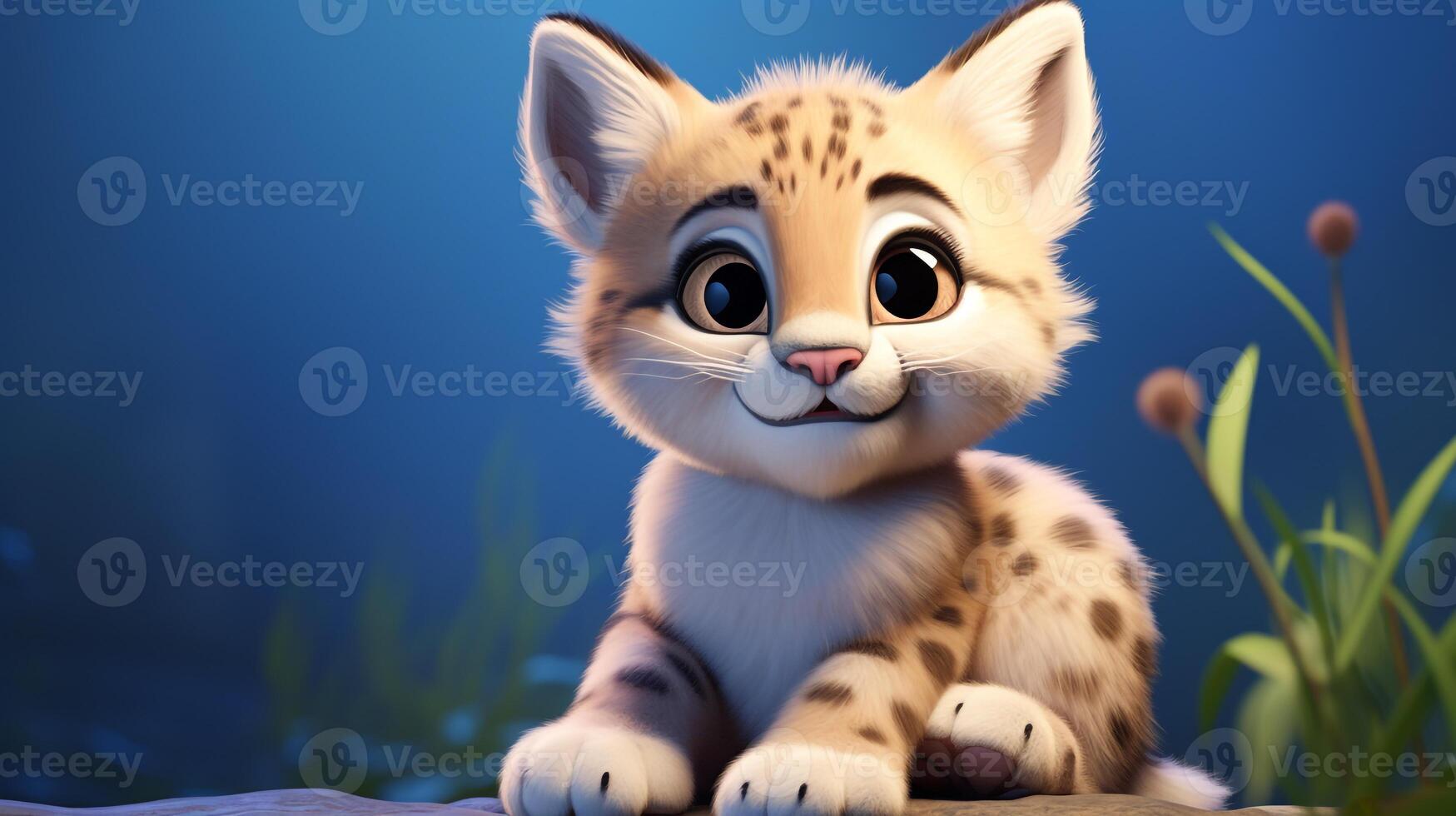 un linda pequeño lince en disney dibujos animados estilo. generativo ai foto