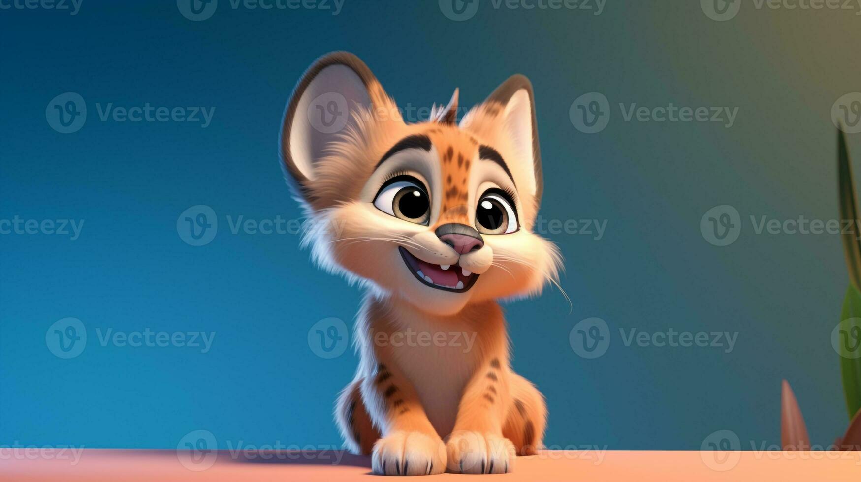 un linda pequeño lince en disney dibujos animados estilo. generativo ai foto