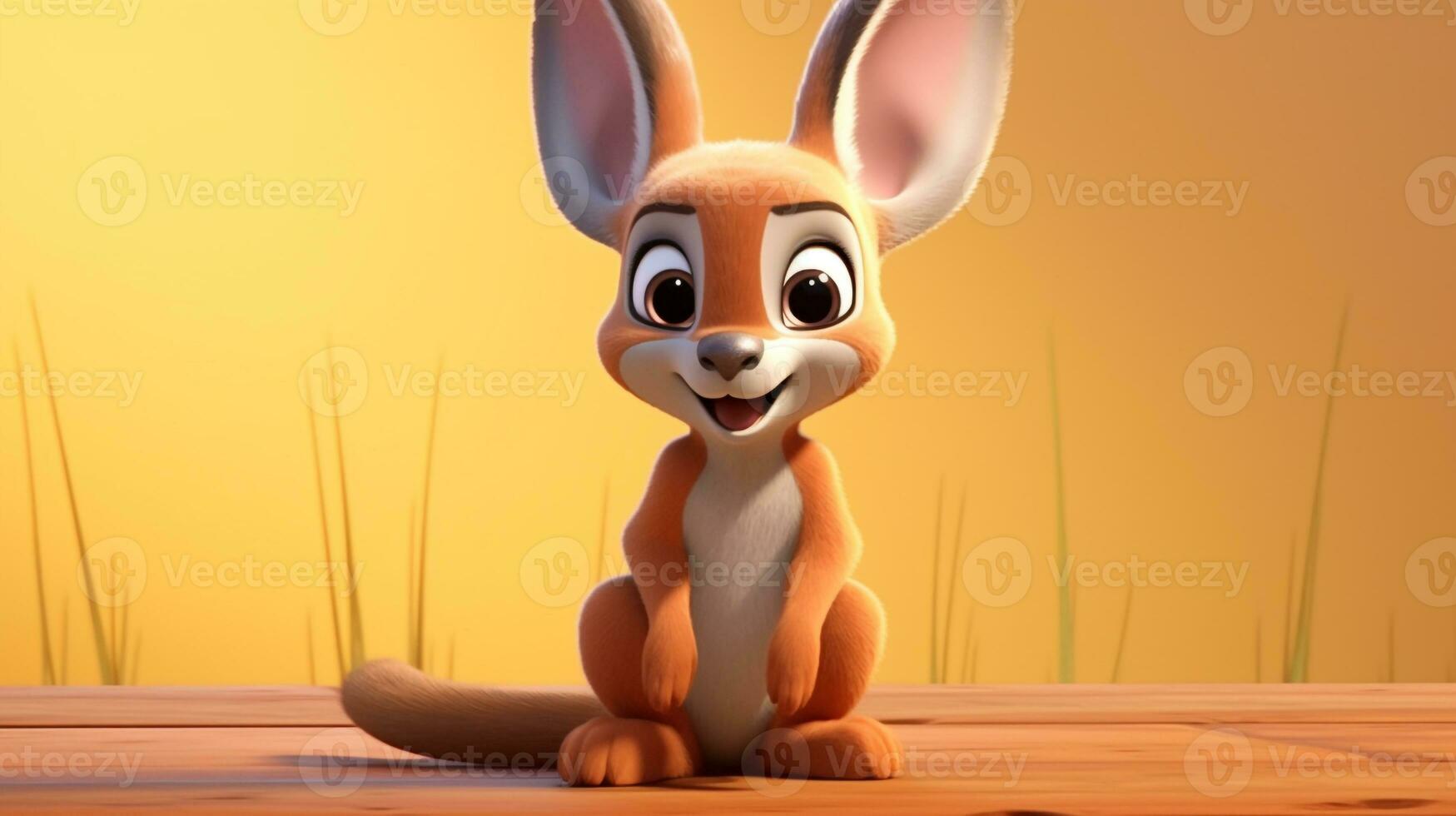 a cute little Kangaroo in Disney cartoon style. Generative AI photo