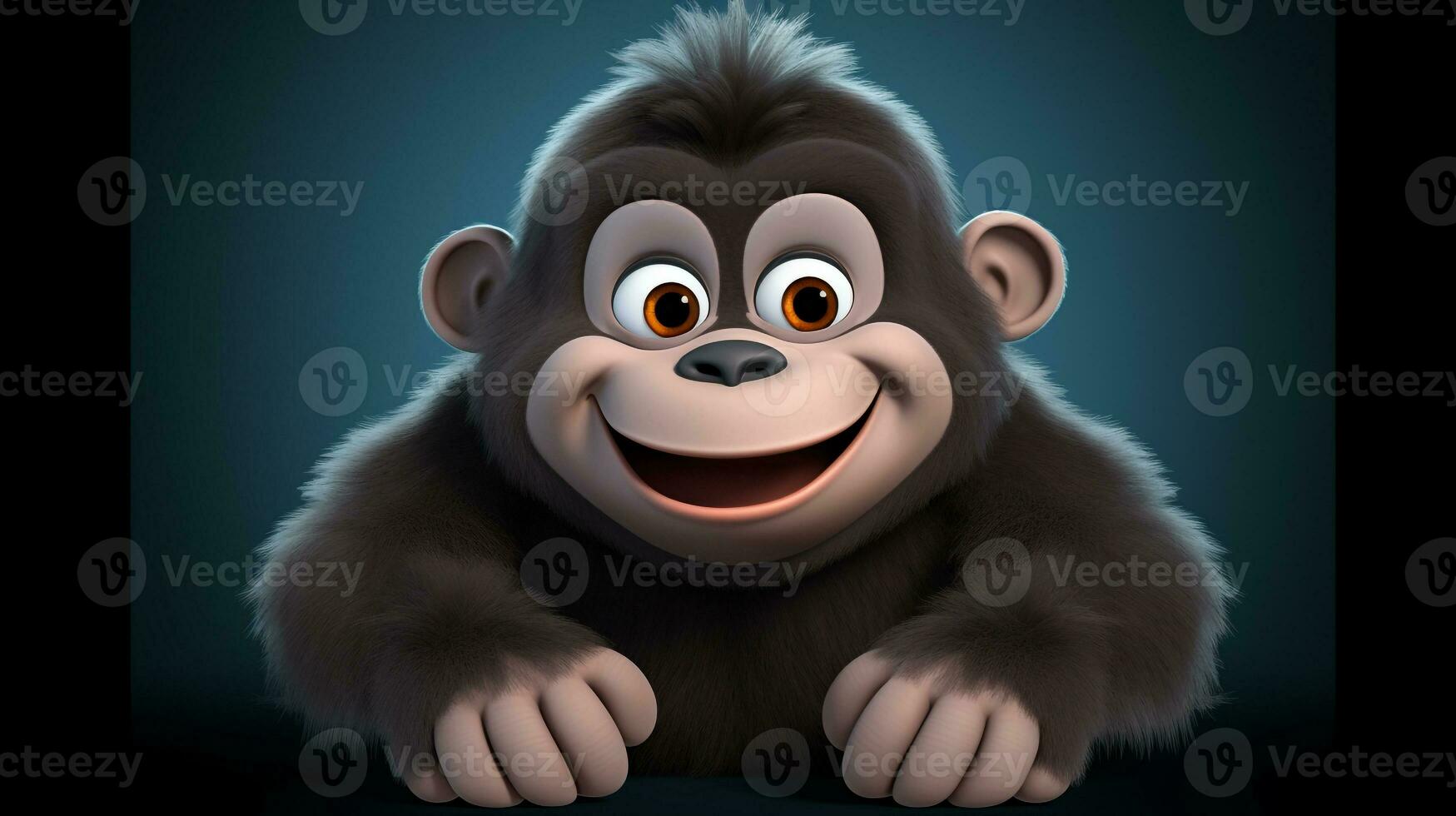 a cute little Gorilla in Disney cartoon style. Generative AI photo