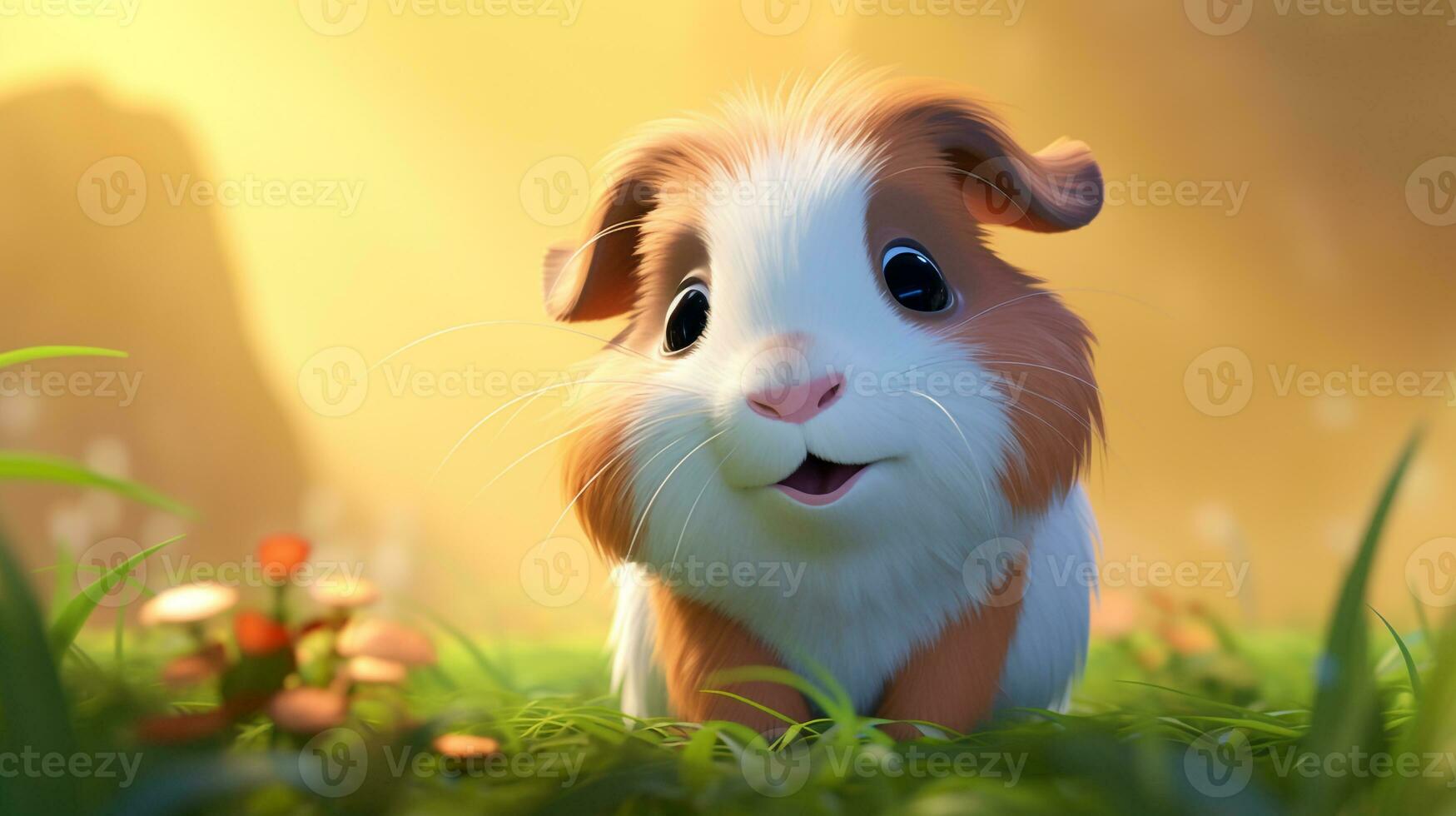 a cute little Guinea Pig in Disney cartoon style. Generative AI photo