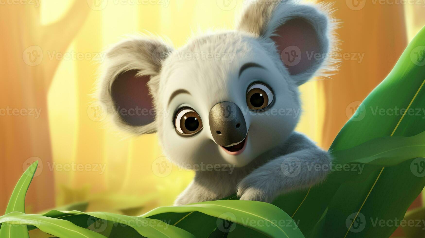 a cute little Koala in Disney cartoon style. Generative AI photo