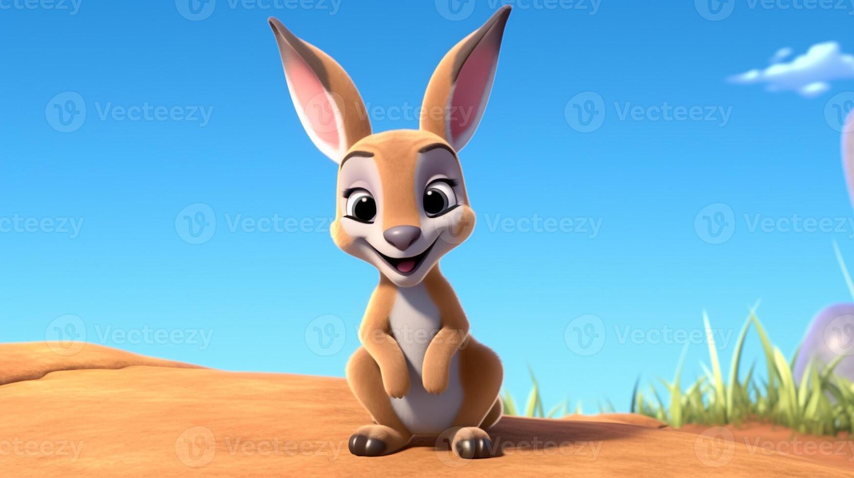 a cute little Kangaroo in Disney cartoon style. Generative AI photo