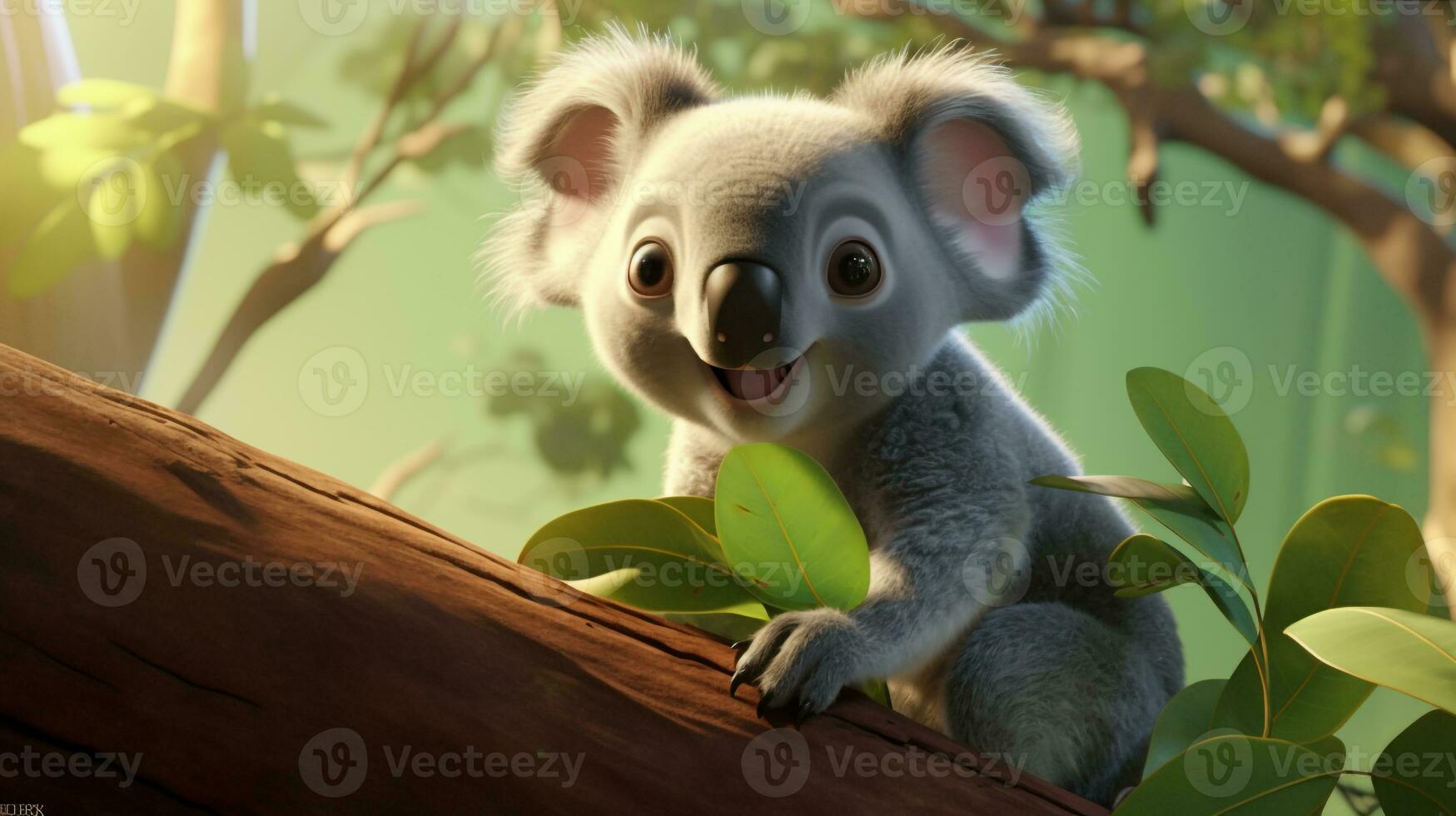 a cute little Koala in Disney cartoon style. Generative AI photo