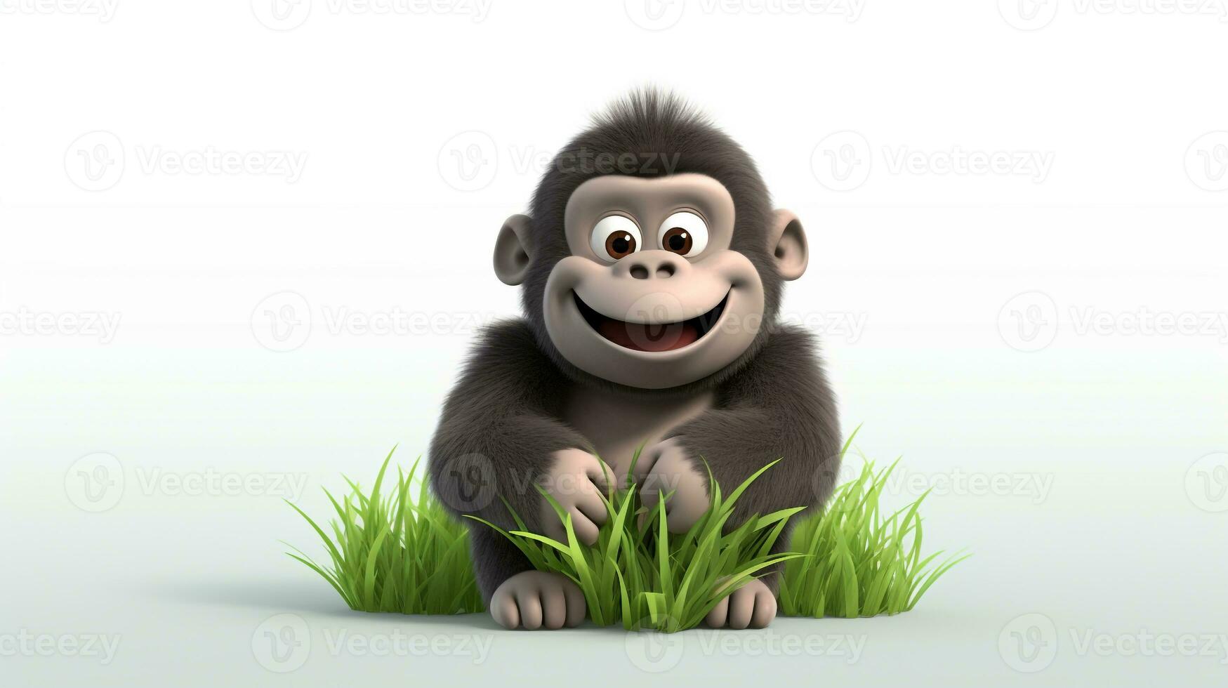 a cute little Gorilla in Disney cartoon style. Generative AI photo