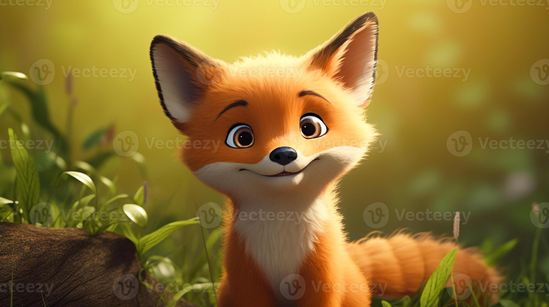 a cute little Fox in Disney cartoon style. Generative AI photo