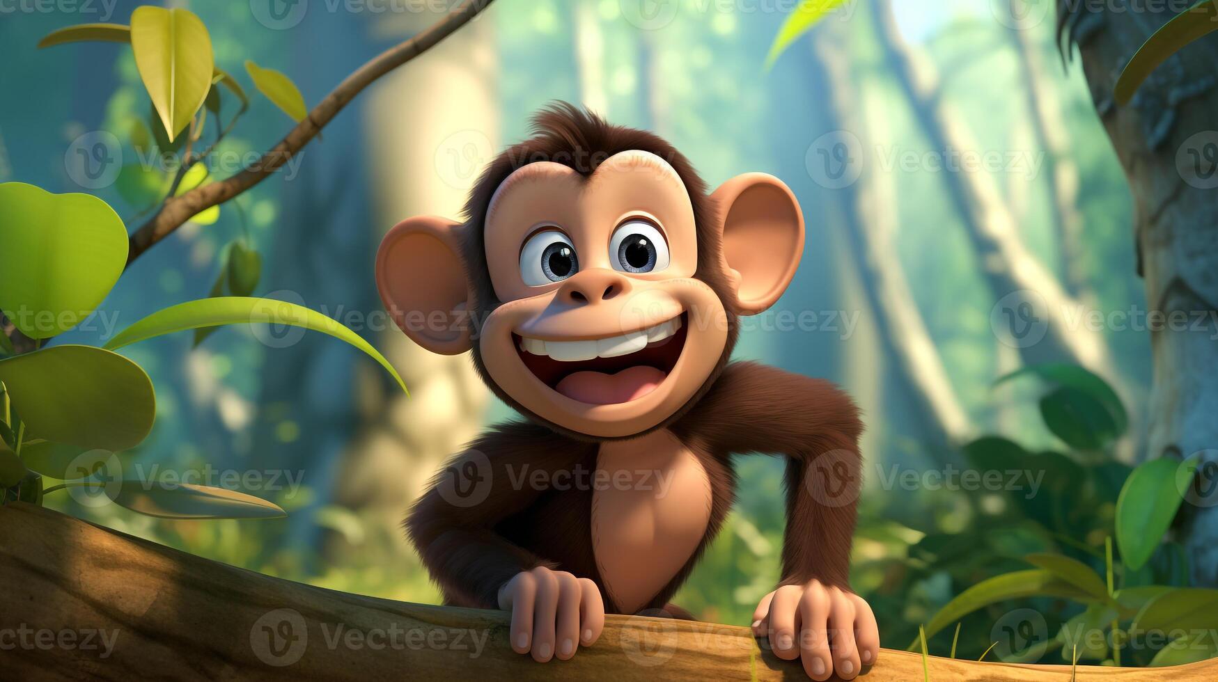 a cute little Chimpanzee in Disney cartoon style. Generative AI photo