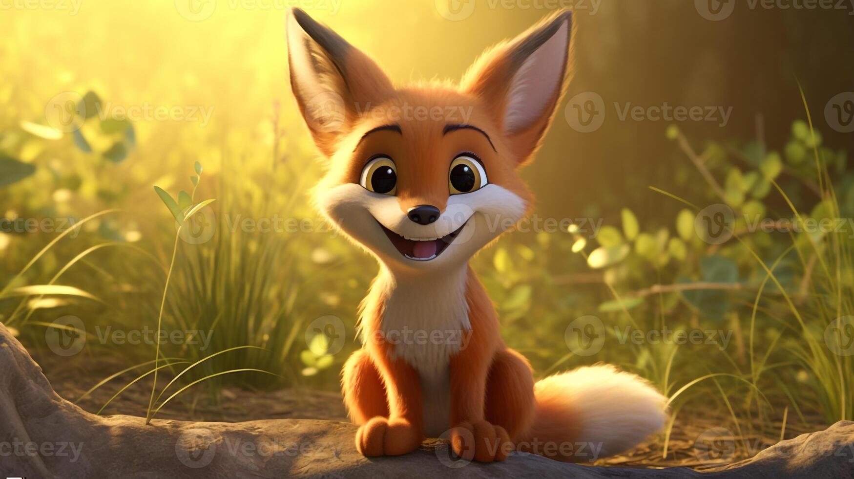 a cute little Fox in Disney cartoon style. Generative AI photo