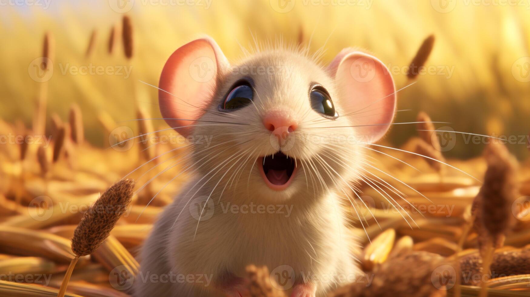 a cute little Cane Rat in Disney cartoon style. Generative AI photo