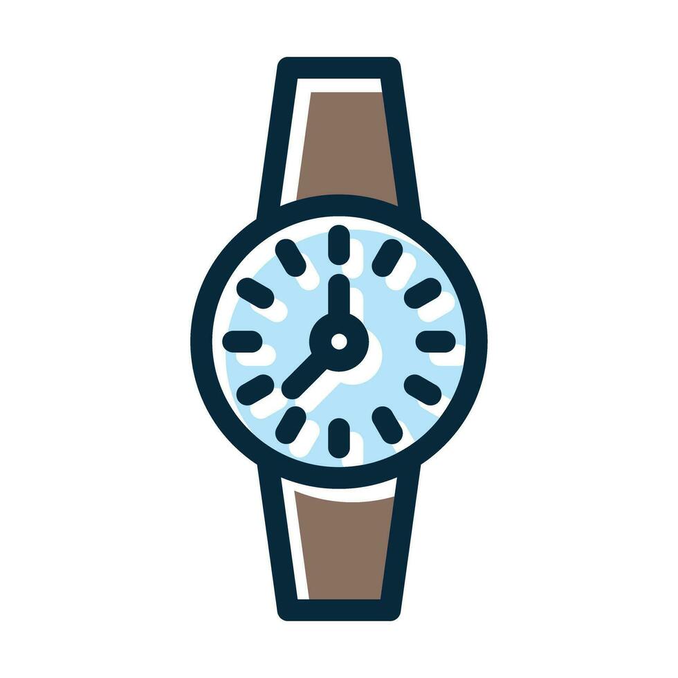 Casual Watch Vector Thick Line Filled Dark Colors Icons For Personal And Commercial Use.