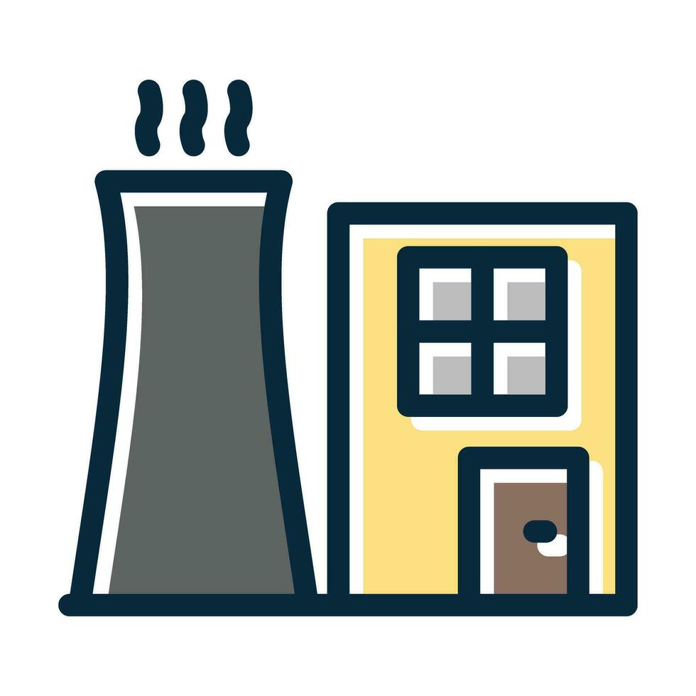 Power Station Vector Thick Line Filled Dark Colors Icons For Personal And Commercial Use.