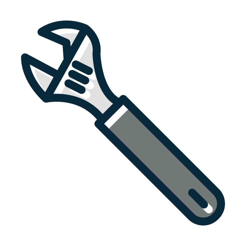 Adjustable Wrench Vector Thick Line Filled Dark Colors Icons For Personal And Commercial Use.