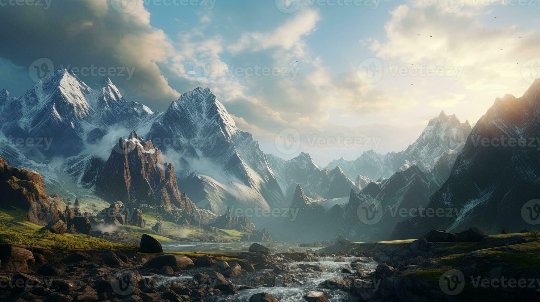 A Detailed View of Natural Landscapes, Capturing the Grandeur of Majestic Mountains photo