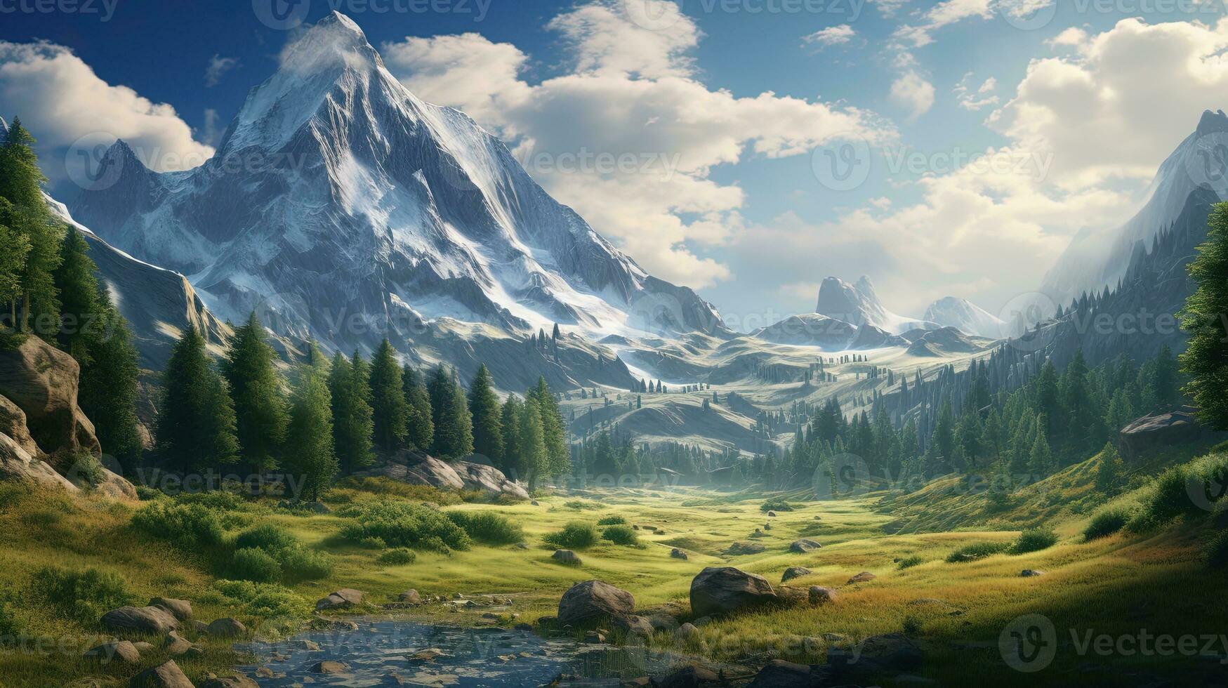 A Detailed View of Natural Landscapes, Capturing the Grandeur of Majestic Mountains photo