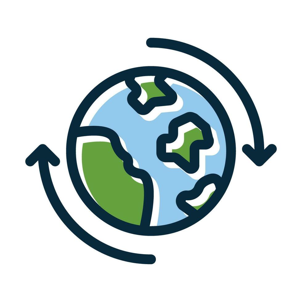 Earth Rotation Vector Thick Line Filled Dark Colors Icons For Personal And Commercial Use.