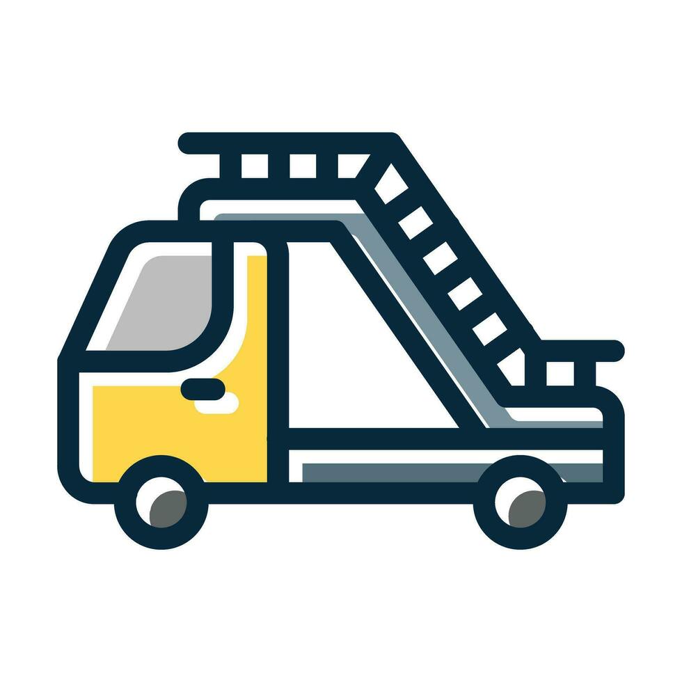 Ladder Truck Vector Thick Line Filled Dark Colors Icons For Personal And Commercial Use.