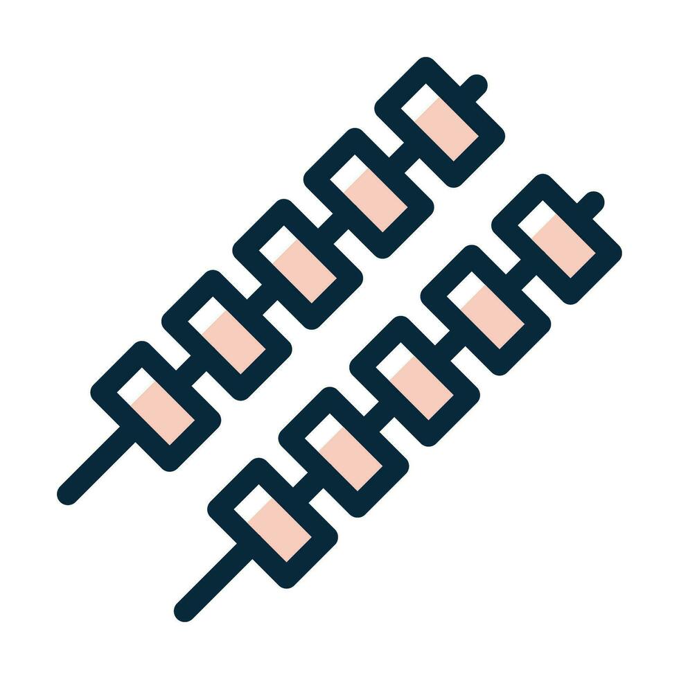 BBQ Stick Vector Thick Line Filled Dark Colors Icons For Personal And Commercial Use.
