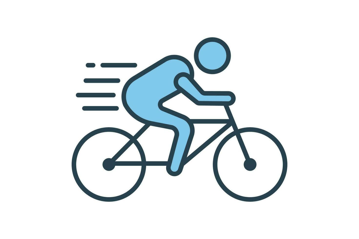 ciclista icono. ciclista en movimiento. icono relacionado a velocidad, deporte. adecuado para web sitio, aplicación, usuario interfaces, imprimible etc. plano línea icono estilo. sencillo vector diseño editable