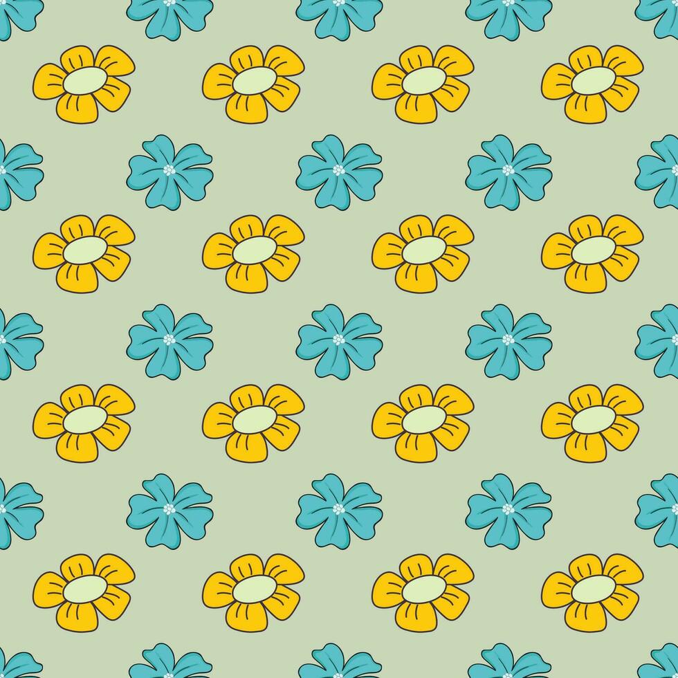 organic flat pressed flowers pattern in vector form
