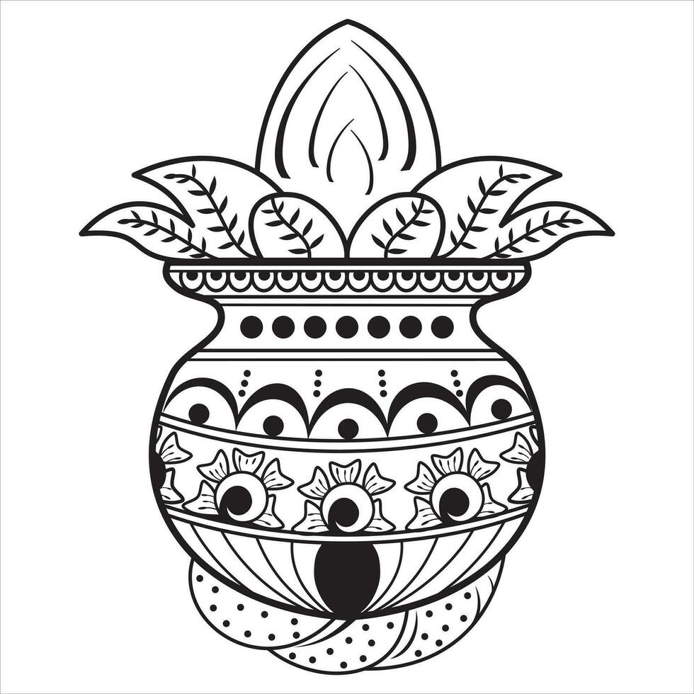 Indian wedding clip art Kalash on white background artistic marriage symbols vector