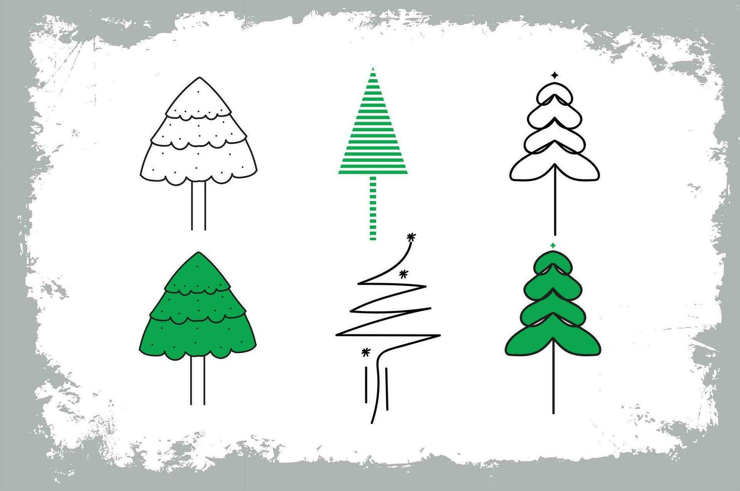 Christmas Hand Drawn  Trees Bundle vector