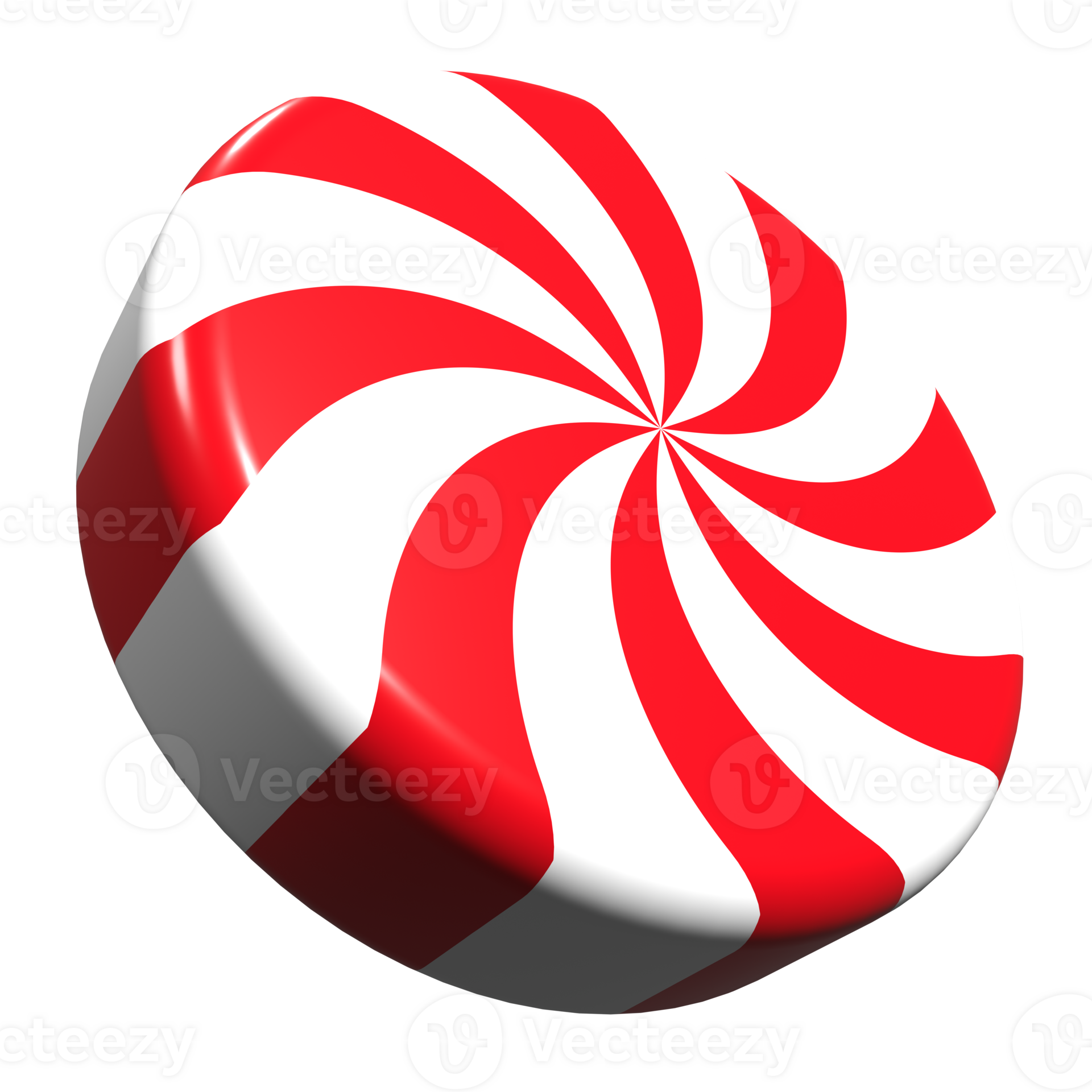 3D swirl peppermint candy. Striped sugar candy. Winter holiday, dessert