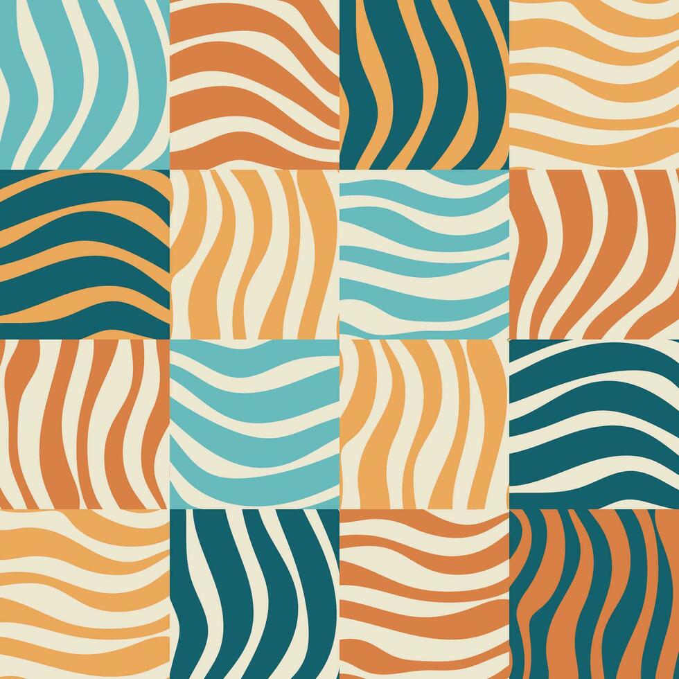 Retro groovy wave background vector illustration