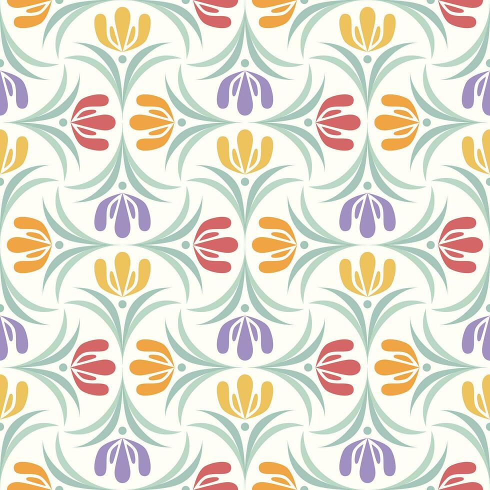 Floral colorful seamless pattern for embroidery, fabric, print, wallpaper. Vector