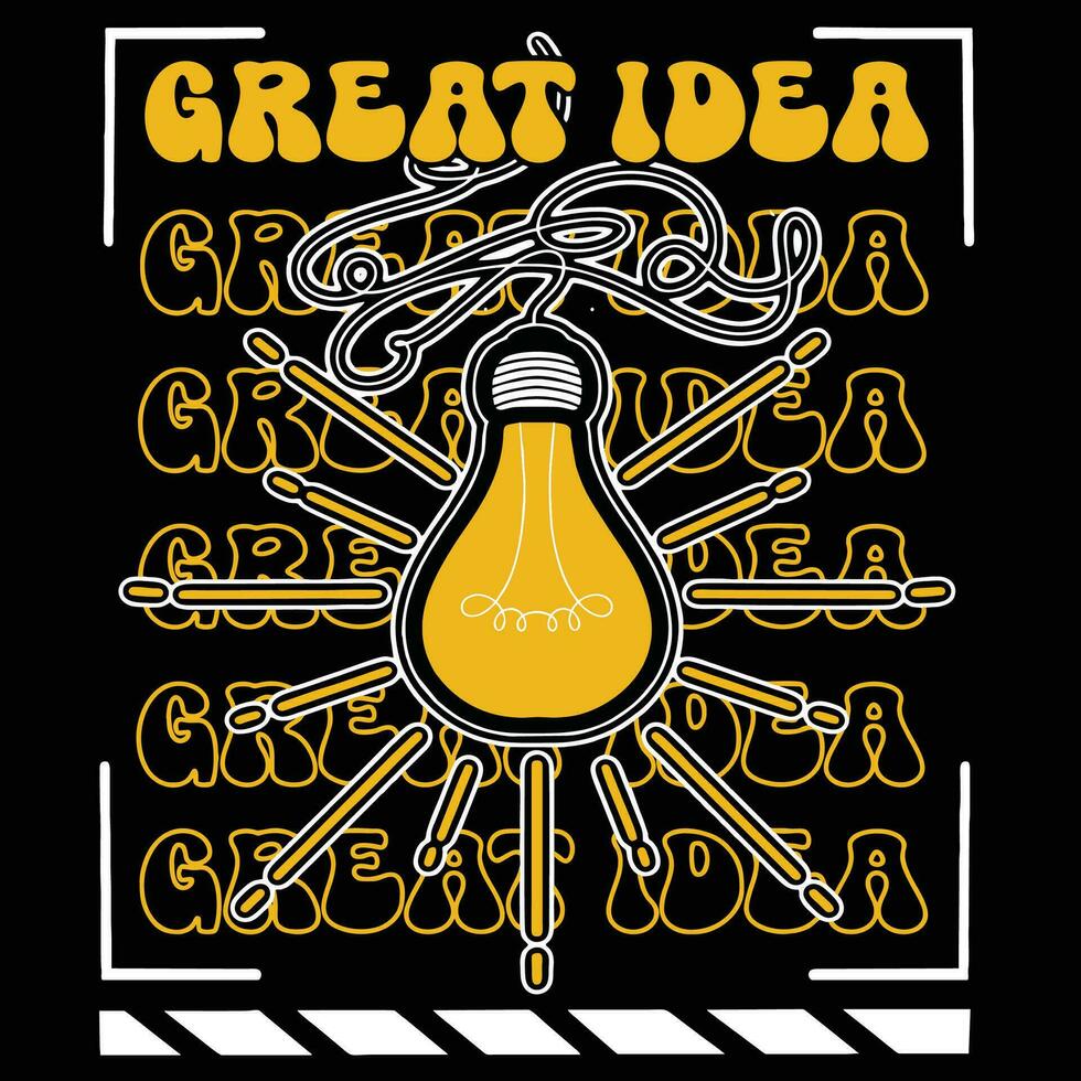 Graffiti light bulb street wear illustration with slogan great idea vector