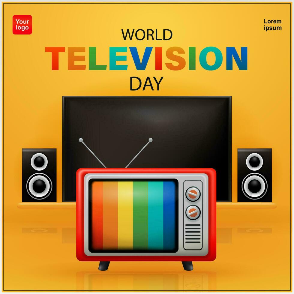 Old television and modern 4k television. World Television Day, 3d vector. Great for events, posters, social media and business banners vector