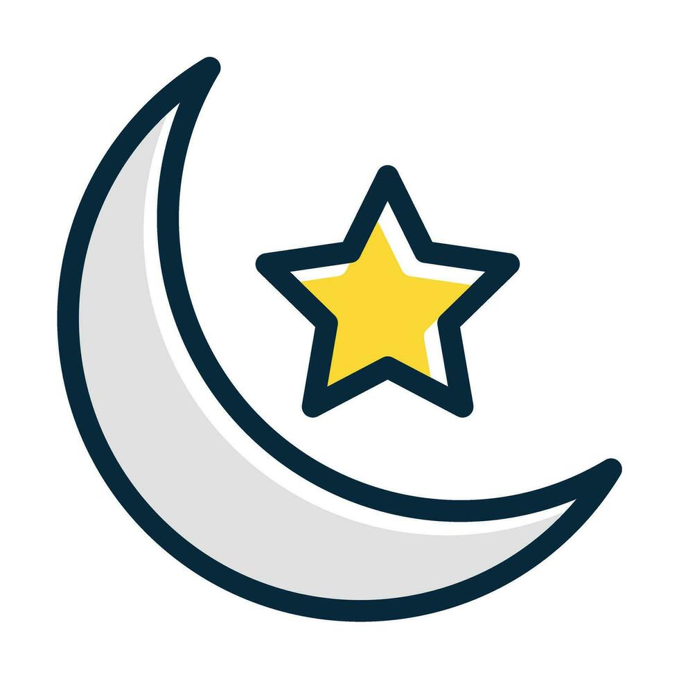 Crescent Moon Vector Thick Line Filled Dark Colors Icons For Personal And Commercial Use.