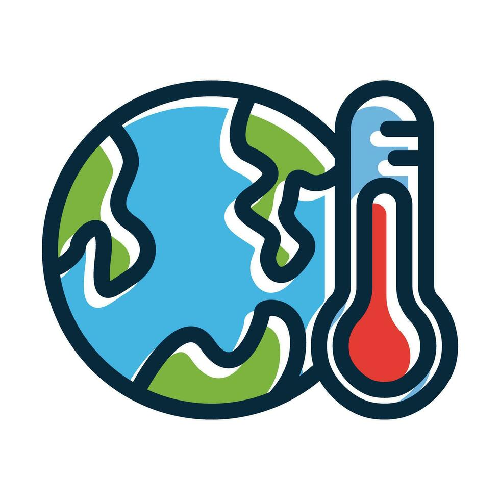 Global Warming Vector Thick Line Filled Dark Colors Icons For Personal And Commercial Use.
