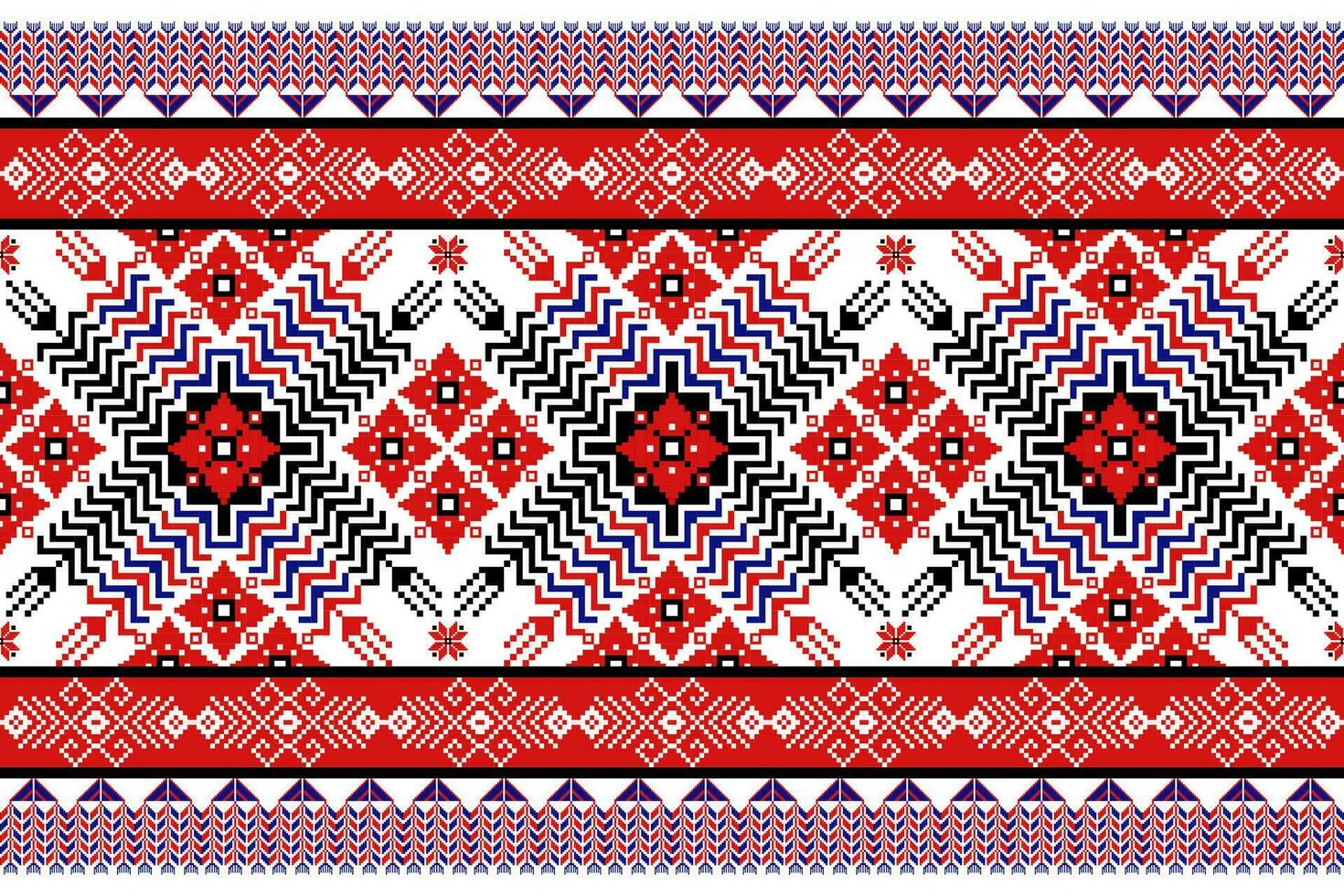 Red ethnic seamless Fabric textures pixel art styles vector