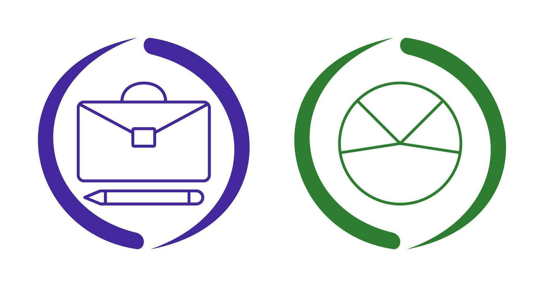 briefcase and pie chart analysis Icon vector