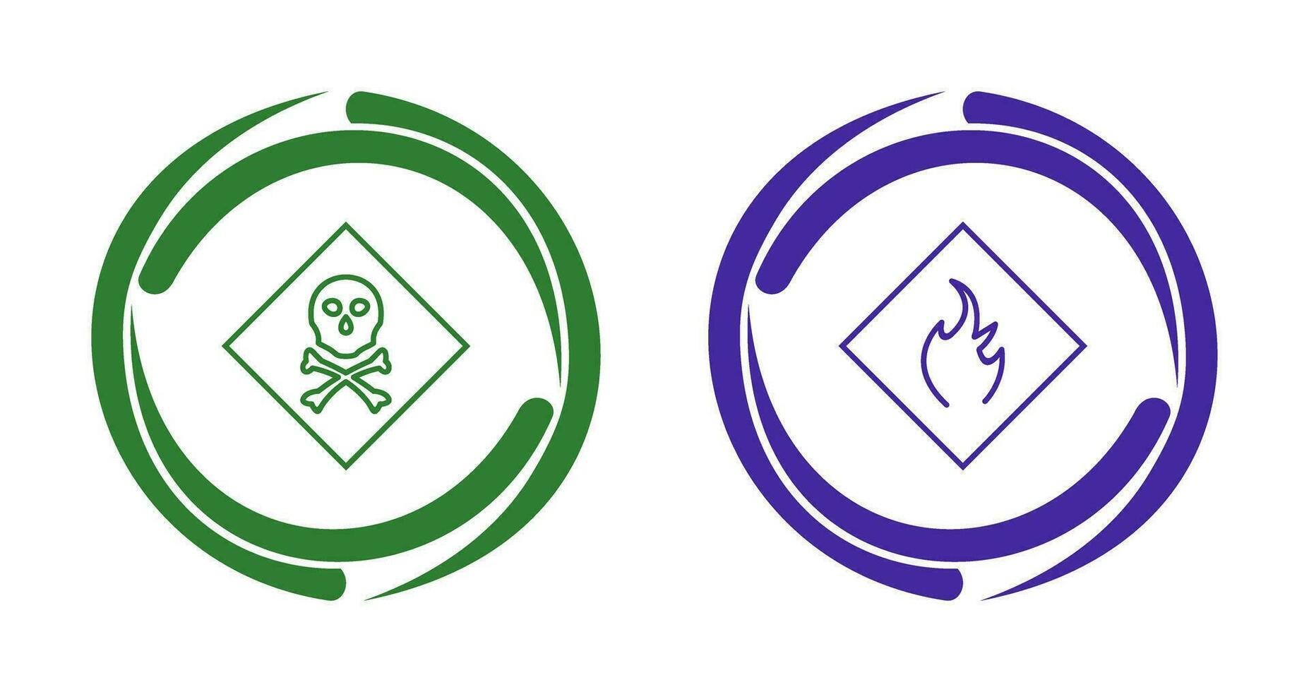 poisonous gas and Danger of flame  Icon vector